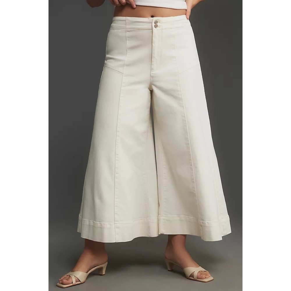 Pilcro McKinley Regenerative Cotton Corset Wide-Leg Pants Ivory Size 29 / 8